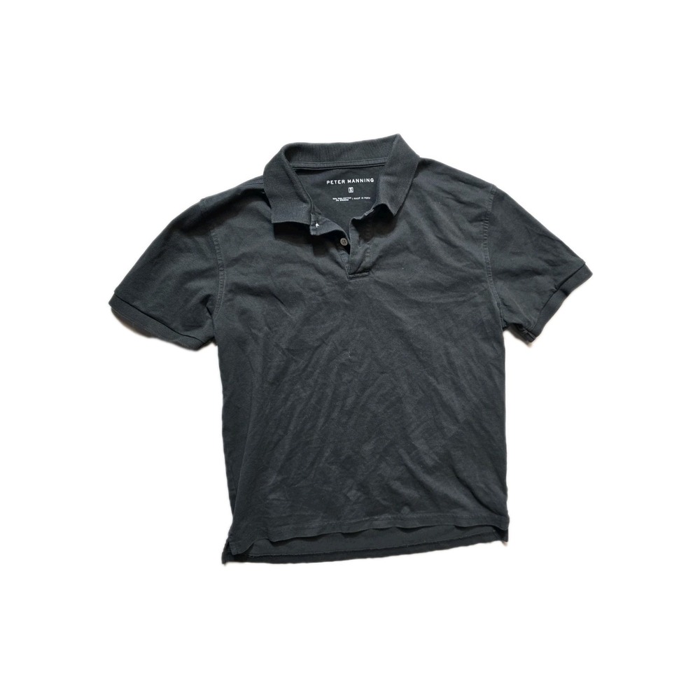 Peter Manning Polo Shirt Mens 3 Black Pima Cotton Pique Stretch Preppy Golf Peru